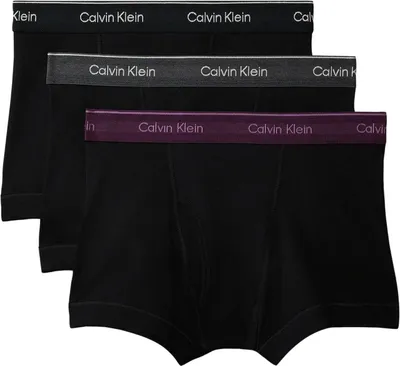 Produktbild von Calvin Klein Herren 3er-Pack Trunks mit Logo-Bund, Schwarz/Schwarz/Schwarz/Schwa