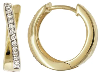 Produktbild von trendor 21751 Damen-Ohrringe Klapp-Creolen 333 Gold (8 K) mit Zirkonia ⌀ 15 mm