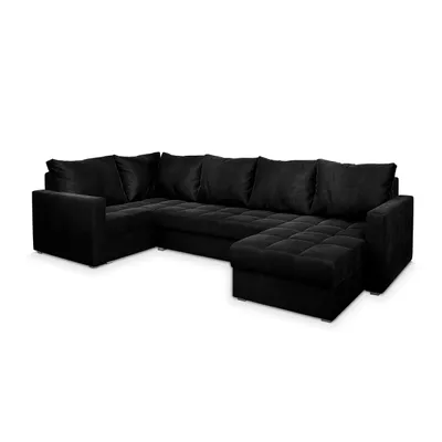 Produktbild von Masseno Ecksofa LORIVO L-S mit Schlaffunktion U-Form, Sofa mit Bettkasten, Wohnzimmersofa, Couch, Soffa, Bettsofa, Couchgarnitur- Schwarz, KRONOS 07