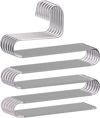 Image de Cintre à pantalon antidérapant peu encombrant, lot de 6, gris acier inoxydable