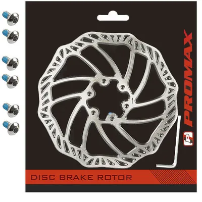 Image de Promax ME Disque de frein à disque vélo 6 trous, vis incluses 203 mm