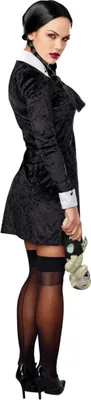 Wednesday Kostüm Böses Mädchen für Damen Gr. M-L Kleid schwarz Addams Family Filmheld Fasching Karneval Mottoparty