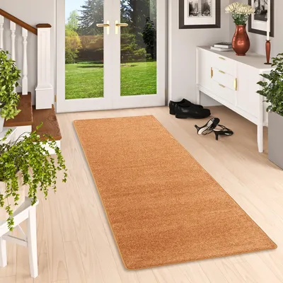 Produktbild von Hochflor Velours Läufer Teppich Luna Terrakotta, Größe:100x100 cm