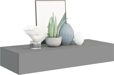 Produktbild von "SALE 2026"Wandregale - Grau Wandregal mit Schublade Grau 60x23,5x10cm MDF Stabli Möbel2714513