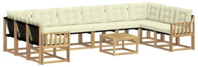Produktbild von vidaXL Outdoor-Sofagarnitur mit Kissen 11 pcs Weiß und Creme