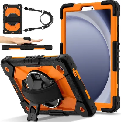 Immagine prodotto di Custodia ibrida Robot per Samsung Galaxy Tab A11 con supporto e tracolla arancione