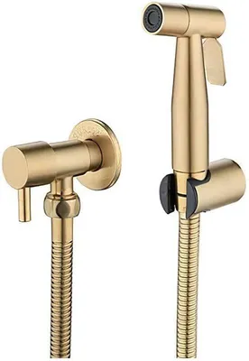 Immagine prodotto di Rubinetteria per bidet da bagno - Acciaio inossidabile - Oro - Con supporto - Rubinetti a spruzzo per WC - Doccette - Rubinetti per bidet - Accessori da bagno - Montaggio a parete - Ugello a pistola ad alta pressione da bagno