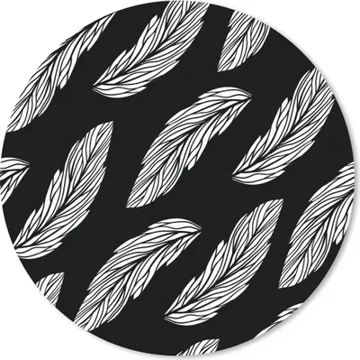 Produktbild von MuchoWow® Mauspad Mousepad Muster - Federn - Schwarz und Weiß 20x20 cm - Mousepads - Maus Mat - Pad - Mausunterlage - Schreibtischmatte
