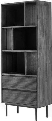 Obrázek produktu pro Vitrína FURNLUX Capella tmavě šedá a černá 70 cm / Hlavní barva: šedá / Rozměry: 70 x 170 x 35 cm