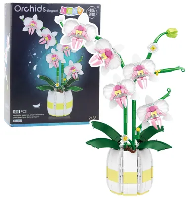 Image de Blocs de construction Orchidée Orchidée dans un pot rose et blanc 616 pcs.