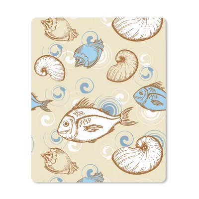 Produktbild von MuchoWow® Mauspad Mousepad Fisch - Muscheln - Pastell - Design - Vintage 30x40 cm - Mousepads - Maus Mat - Pad - Mausunterlage - Mausmatten