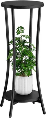 Produktbild von Famanu Pflanzenständer Modern, 76 cm hoch, 2 Ebenen für Wohnzimmer, Terrasse und Balkon, schwarz