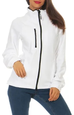 Produktbild von Mivaro Damen Fleecejacke ohne Kapuze in Weiß - Microfleece Jacke mit Reißverschluss, leicht taillierter Regular Fit, 280 g/m², Größen XS bis XXL