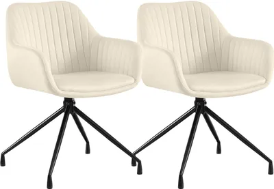 Produktbild von CLP 2er Set Esszimmerstühle Welby 180 Grad Schwenkmechanismus bis 150 kg belastbar creme