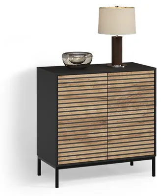 Image de Commode Livinity Aterno Chêne doré/anthracite avec 2 portes, Model 58735