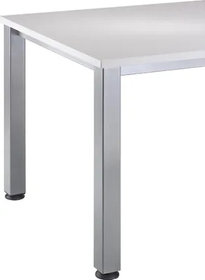 Produktbild von Freiformtisch Q-Serie | 4-Fuß-Gestell | höheneinstellbar | extrem stabil, Farbe Tischplatte:Asteiche, Farbe Gestell:Silber