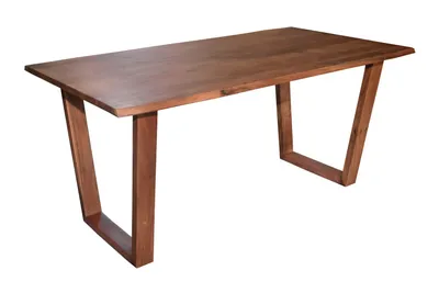 Produktbild von Esstisch Baumkante massiv Akazie nuss 140 x 80 V-Holzgestell nussbaumfarben GIRONA