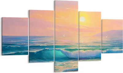 Produktbild von Bild auf Leinwand - Leinwandbild - Meer Welle Ufer - 125x70cm - Wand Bild - Wanddeko - Wandbilder - Leinwanddruck - Bilder - Kunstdruck - Wanddekoration - Leinwand bilder - Wandkunst - EA125x70-3915