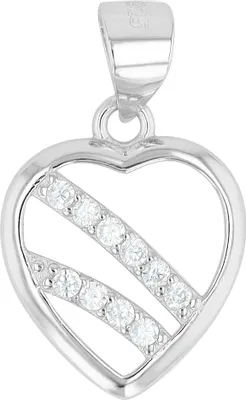 Produktbild von "Kokoro", 925/- Echt Silber Anhänger Herz mit Zirkonia, rhodiniert