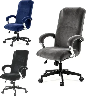 Imagen del producto de Funda para silla de oficina, tejido de terciopelo elástico, respaldo alto, con reposabrazos, para sillas de oficina