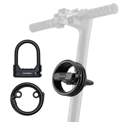 Produktbild von ROCKBROS Fahrradschloss 4-stelliges Zahlenschloss 11 mm Starker U-Bügel Kabelschloss für Fahrrad & Motorrad