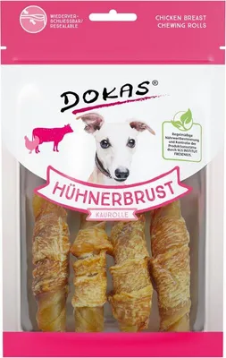 Produktbild von Dokas Hühnerbrust Kaurolle, Snacks, Hund, Adult, Huhn, 90 g