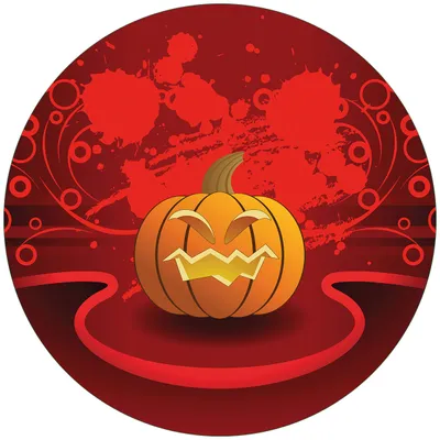 Produktbild von Wallario Premium Glasbild, freischwebende Optik, kräftige Farben, rund 50cm Durchmesser, Motiv Geschnitzter Halloween-Kürbis im Comic Stil