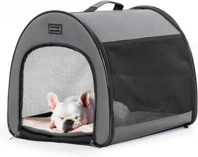 Produktbild von Famanu Faltbare Hundebox - Reisekorb für Katzen - Sicherer Transport - 48,5 x 42 x 41,5 cm - Grau