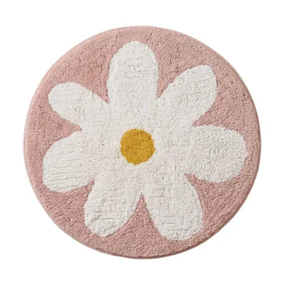 Produktbild von HOMESCAPES Badematte Blume rund 70 cm – Badteppich rosa, 100 % Baumwolle