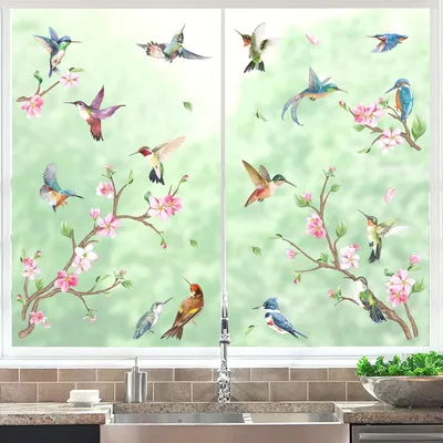 Produktbild von Fensterbilder für Frühling und Sommer mit Blumen und Vögeln