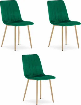 Immagine prodotto di Sedia LAVA - velluto verde scuro / gambe in legno x 3