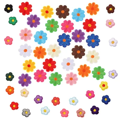 50 Blumen-Bügelpatches, Stickerei, für Kleidung, Hüte, Rucksäcke