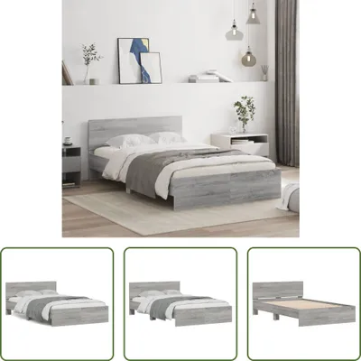 Produktbild von The Living Store Bettgestell mit Kopfteil Grau Sonoma 135x190 cm