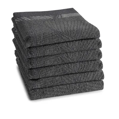 Immagine prodotto di Asciugamani da cucina Unyqoos® confezione da 6 – strofinacci in tessuto jacquard, 50x55 cm, 100% cotone, color antracite, assorbenti e facili da lavare, certificati OEKO-TEX®
