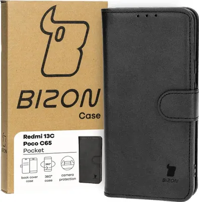 Produktbild von Bizon Case Pocket Flip Case für Xiaomi Redmi 13C / Xiaomi Poco C65, Schwarz