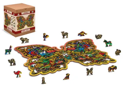 Obrázok produktu pre Drevené puzzle, Farebný motýľ, 250 dielikov