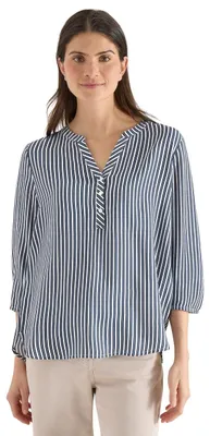 Productafbeelding van Cecil blouse met 3/4 mouwen en streepdessin, kleur: universeel blauw, maat: S