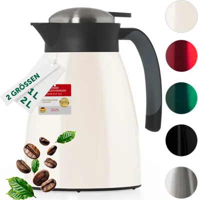 Image de Blumtal® thermos 1L blanc cassé - sans BPA, thermos en acier inoxydable anti-fuite, Quick Tip pour thé & café