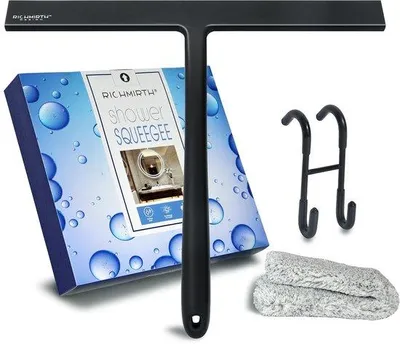 Obrázok produktu pre Silikónová sprchová hadica 31 cm s držiakom z nehrdzavejúcej ocele, stierka na sprchu, čistič do kúpeľne, čistič skla