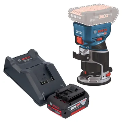 Zdjęcie produktu dla Akumulatorowa frezarka górnowrzecionowa Bosch GKF 18V-8 Professional 18 V 8,0 mm bezszczotkowa + 1x akumulator 4,0 Ah + ładowarka