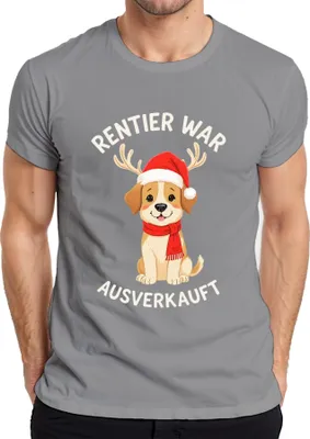 Produktbild von Rentier war t Hundewelpe Weihnachtsgeschenk lustig Herren T-Shirt, Grau, XXL