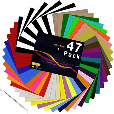 Obrázok produktu pre Termotransferová fólia na žehlenie – 47 kusov – samolepiaca – PET – 30 x 25 cm – vhodná na tričká a transferové lisy