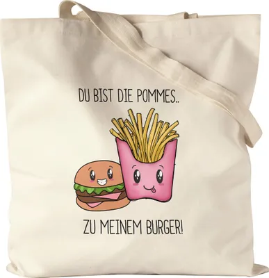 Produktbild von Pommes Zu Meinem Burger Jutebeutel Valentinstag Freundin Freund Süß Geschenkidee Paar Liebe Couple Jahrestag Baumwolle