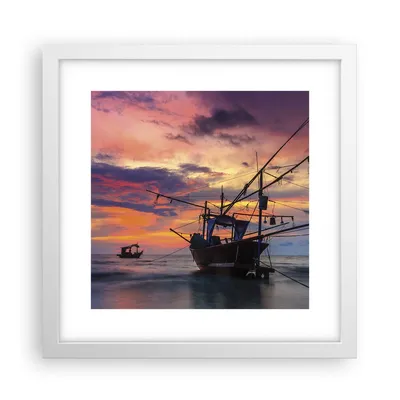 Produktbild von Gerahmtes Poster - Weißer Rahmen - Asien Boot Kutter - 30x30 cm - Wand Bild - Wanddeko - Wandbilder - Kunstposter - Wandposter - Bilderrahmen - Bilder - Kunstdruck - Wandbild - P2WAC30x30-4144