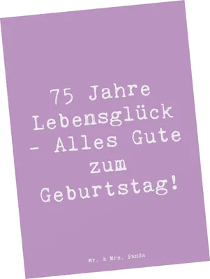 Produktbild von Mr. & Mrs. Panda Grußkarte Spruch 75. Geburtstag - Lavendeltraum - Geschenk, einzelkarte, Jubiläum, bildkarte, Geburtstagsgeschenk, Postkarten, Happy Birthday, Postkarte