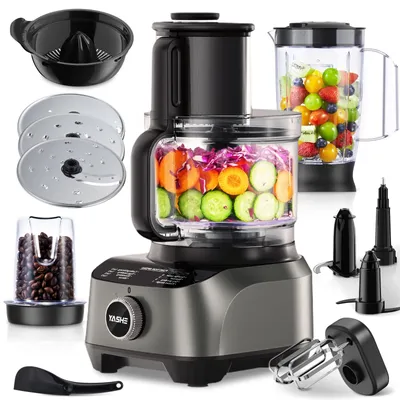Immagine prodotto di YASHE, robot da cucina multifunzione, con ciotola da 2,5 litri e contenitore per impasti da 1,5 litri, frullatore