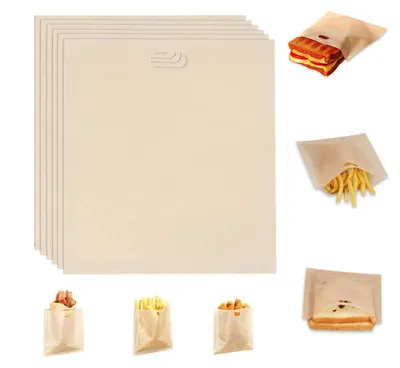 Produktbild von Antihaftbeschichtete Tragetaschen, wiederverwendbare Tragetaschen, Tragetaschen für 6 Sandwiches, wiederverwendbare Toastbeutel, für Käsesandwiches, Würstchen, Pizza, Backofen, Mikrowelle
