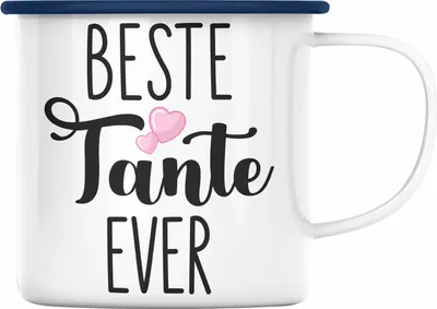 Produktbild von Trendation - Beste Tante Ever Emaille Tasse Geschenk Geburtstag Weihnachten Lustig Geschenkideen von Nichte (Blau)
