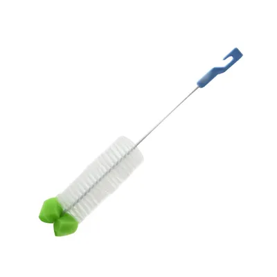 Zdjęcie produktu dla Szczotka do butelek Końcówka gąbki czyszczącej Długa 41 cm Biało-niebieska Wąska szyjka