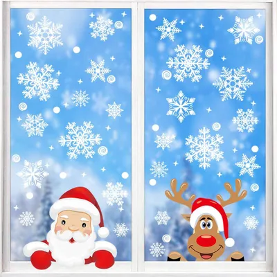 175er Set Weihnachts-Fensteraufkleber, Schneeflocken, wiederverwendbar